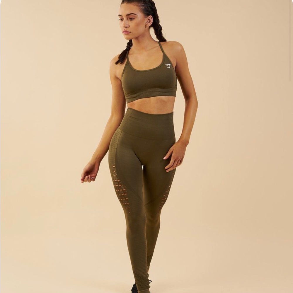 Gymshark Energy Seamless Set Khaki/Army Green